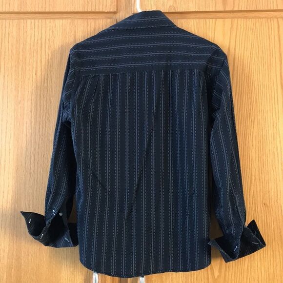 Linea Dome black/ white stitch stripe button shirt - Picture 6 of 8